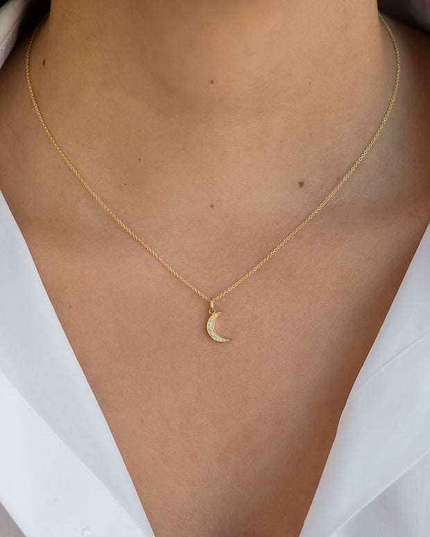 Zoe Lev Diamond Moon Necklace