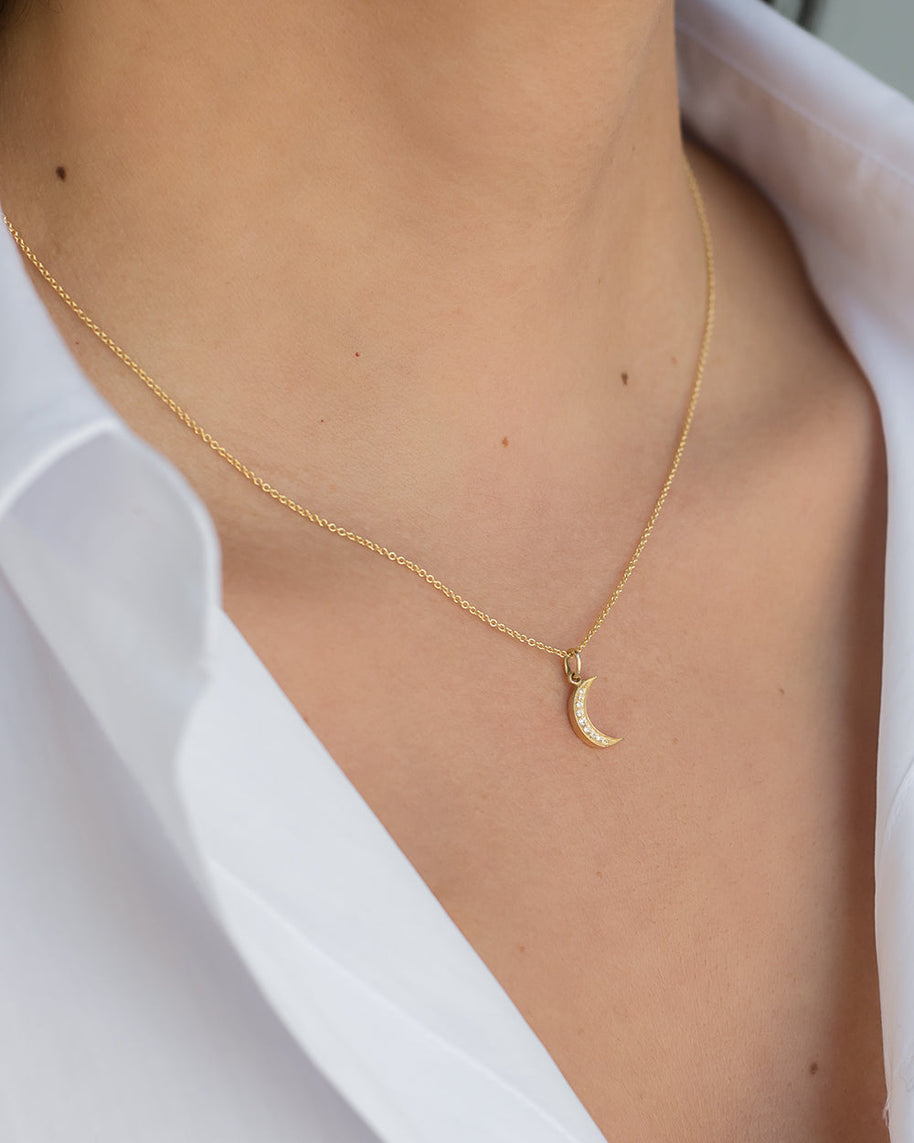 Zoe Lev Diamond Moon Necklace