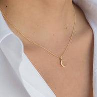Zoe Lev Diamond Moon Necklace