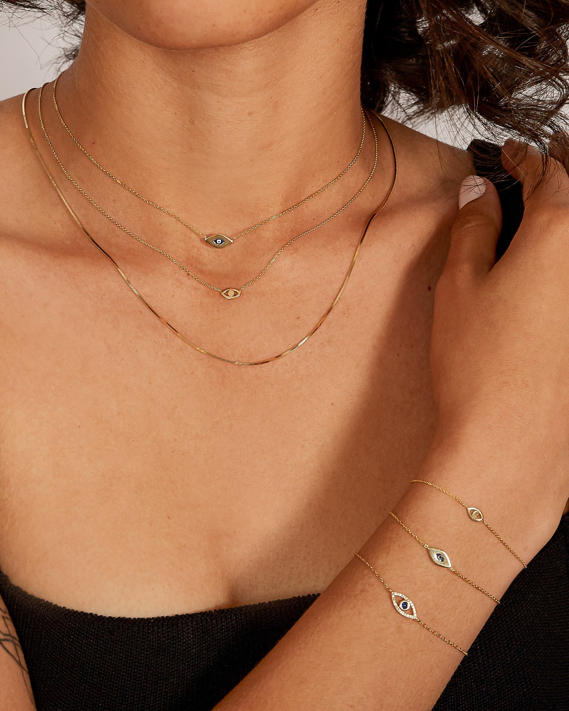 Zoe Lev Diamond And Sapphire Evil Eye Bracelet