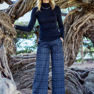 KiraGrace HIGH WAIST WIDE LEG PANT: CHARCOAL PLAID