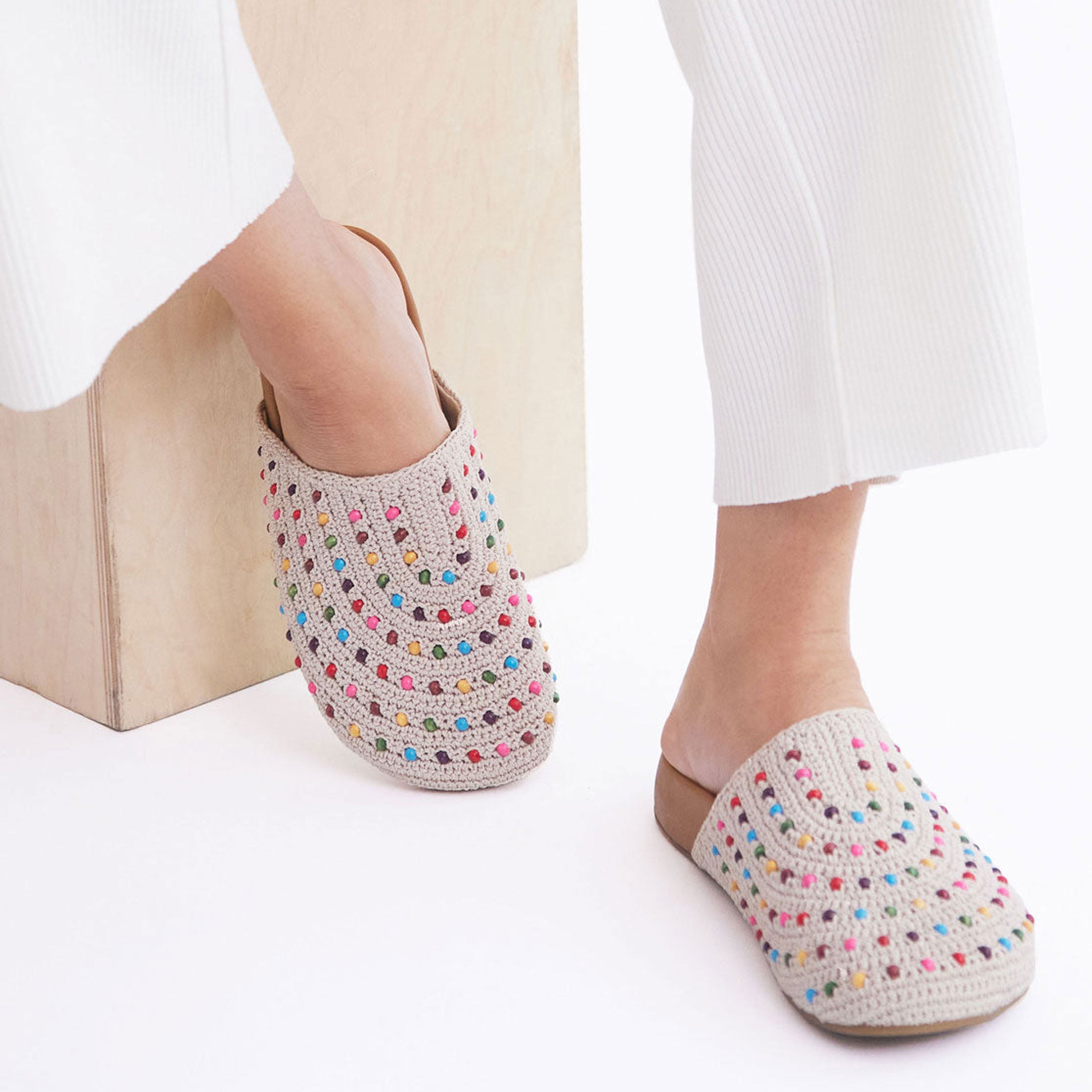 The Sak Bolinas Clog - Hand Crochet - Ecru Multi Beads