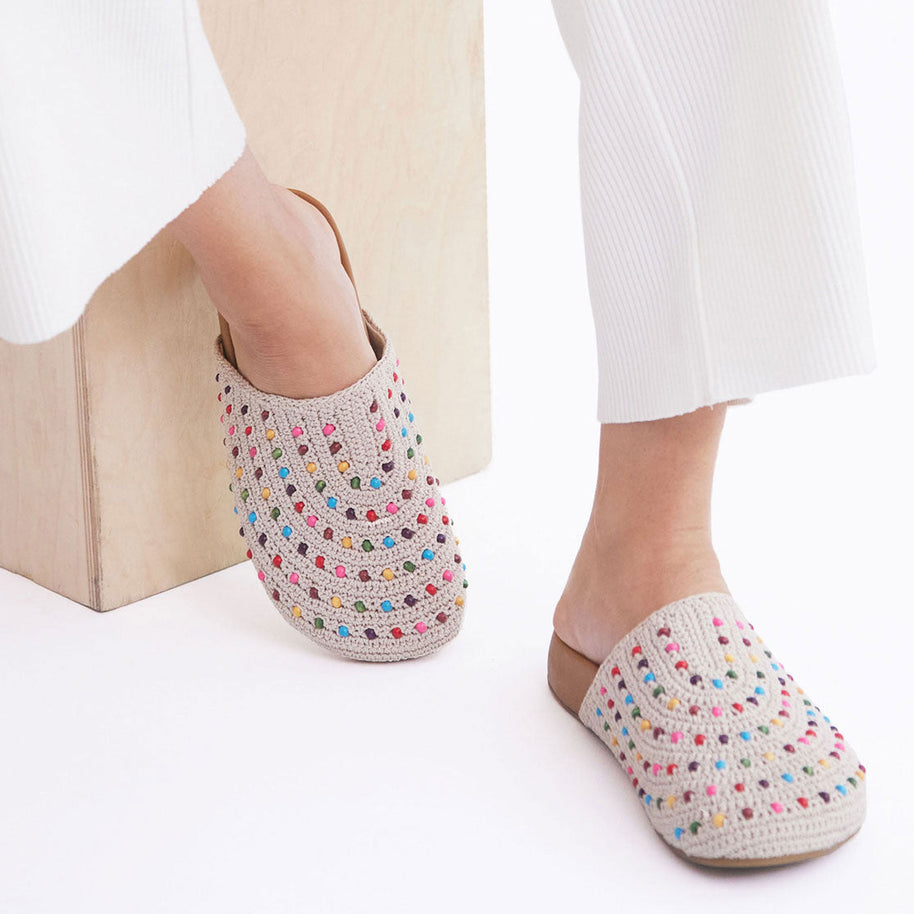 The Sak Bolinas Clog - Hand Crochet - Ecru Multi Beads