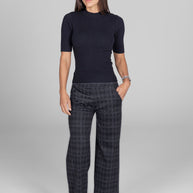KiraGrace HIGH WAIST WIDE LEG PANT: CHARCOAL PLAID