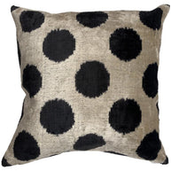 Canvello Black Dot Velvet Turkish Pillow - 16'' X 16''