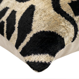 Canvello Black White Handmade 16x24 Silk Velvet Pillow, Organic Veg Dyed, Down/Feather Filled