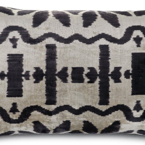 Canvello Black White Handmade 16x24 Silk Velvet Pillow, Organic Veg Dyed, Down/Feather Filled
