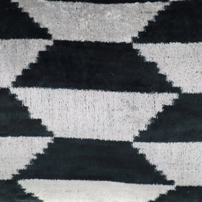 Canvello Black White Handmade 16x24 Silk Velvet Pillow, Organic Veg Dyed, Down/Feather Filled
