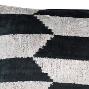 Canvello Black White Handmade 16x24 Silk Velvet Pillow, Organic Veg Dyed, Down/Feather Filled