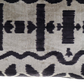 Canvello Black White Handmade 16x24 Silk Velvet Pillow, Organic Veg Dyed, Down/Feather Filled