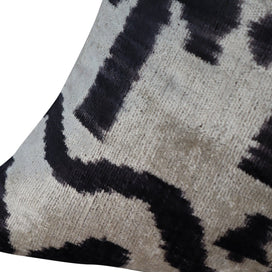Canvello Black White Handmade 16x24 Silk Velvet Pillow, Organic Veg Dyed, Down/Feather Filled