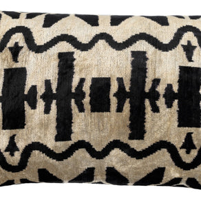 Canvello Black White Handmade 16x24 Silk Velvet Pillow, Organic Veg Dyed, Down/Feather Filled