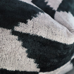 Canvello Black White Handmade 16x24 Silk Velvet Pillow, Organic Veg Dyed, Down/Feather Filled