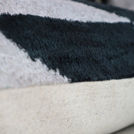 Canvello Black White Handmade 16x24 Silk Velvet Pillow, Organic Veg Dyed, Down/Feather Filled
