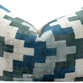 Canvello Decorative Navy Blue Gray Throw Pillow Down Filled - 16x24 In
