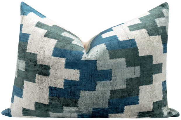 Canvello Decorative Navy Blue Gray Throw Pillow Down Filled - 16x24 In