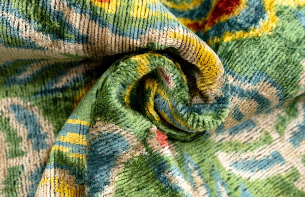 Canvello Exquisite 16x24 In Handmade Ikat Silk Velvet Pillow With Premium Down Feather Insert – Vibrant Vegetable Dyed Colors