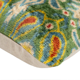 Canvello Exquisite 16x24 In Handmade Ikat Silk Velvet Pillow With Premium Down Feather Insert – Vibrant Vegetable Dyed Colors