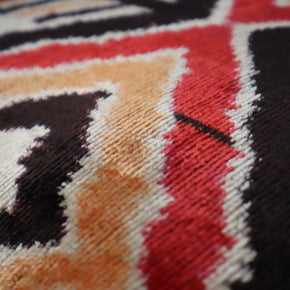 Canvello Geometric Orange Ivory Handmade 16x24 Silk Velvet Pillow, Organic Veg Dyed, Down/Feather Filled