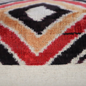 Canvello Geometric Orange Ivory Handmade 16x24 Silk Velvet Pillow, Organic Veg Dyed, Down/Feather Filled