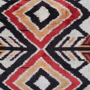 Canvello Geometric Orange Ivory Handmade 16x24 Silk Velvet Pillow, Organic Veg Dyed, Down/Feather Filled