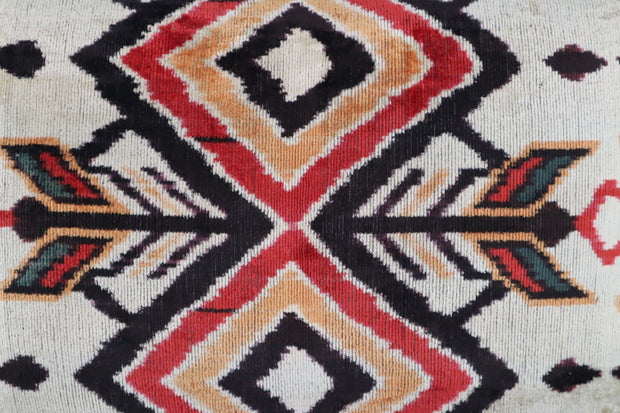 Canvello Geometric Orange Ivory Handmade 16x24 Silk Velvet Pillow, Organic Veg Dyed, Down/Feather Filled