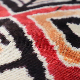 Canvello Geometric Orange Ivory Handmade 16x24 Silk Velvet Pillow, Organic Veg Dyed, Down/Feather Filled