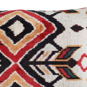 Canvello Geometric Orange Ivory Handmade 16x24 Silk Velvet Pillow, Organic Veg Dyed, Down/Feather Filled
