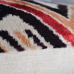 Canvello Geometric Orange Ivory Handmade 16x24 Silk Velvet Pillow, Organic Veg Dyed, Down/Feather Filled