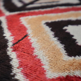 Canvello Geometric Orange Ivory Handmade 16x24 Silk Velvet Pillow, Organic Veg Dyed, Down/Feather Filled
