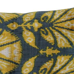 Canvello Gold Gray Handmade 16x24 Silk Velvet Pillow, Organic Veg Dyed, Down/Feather Filled