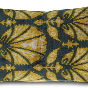 Canvello Gold Gray Handmade 16x24 Silk Velvet Pillow, Organic Veg Dyed, Down/Feather Filled