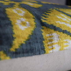 Canvello Gold Gray Handmade 16x24 Silk Velvet Pillow, Organic Veg Dyed, Down/Feather Filled