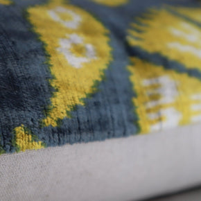 Canvello Gold Gray Handmade 16x24 Silk Velvet Pillow, Organic Veg Dyed, Down/Feather Filled
