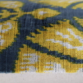 Canvello Gold Gray Handmade 16x24 Silk Velvet Pillow, Organic Veg Dyed, Down/Feather Filled