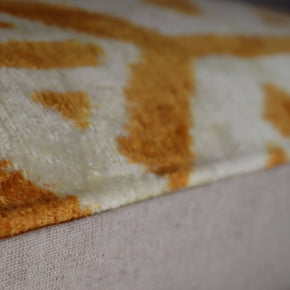 Canvello Gold Ivory Handmade 16x24 Silk Velvet Pillow, Organic Veg Dyed, Down/Feather Filled