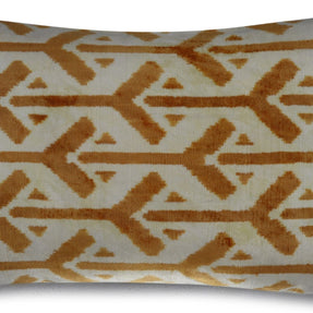 Canvello Gold Ivory Handmade 16x24 Silk Velvet Pillow, Organic Veg Dyed, Down/Feather Filled