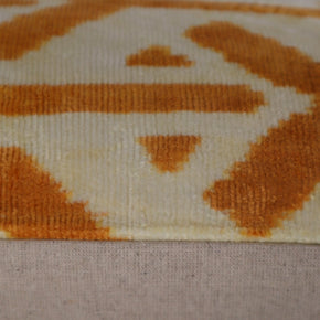 Canvello Gold Ivory Handmade 16x24 Silk Velvet Pillow, Organic Veg Dyed, Down/Feather Filled