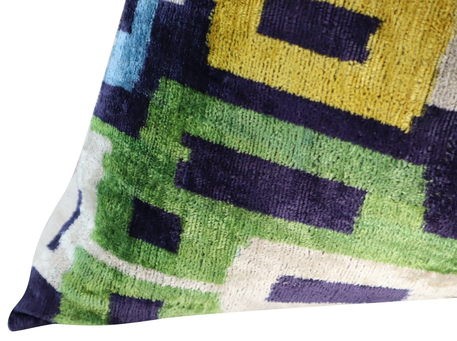 Canvello Green Blue  Handmade 16x24 Silk Velvet Pillow, Organic Veg Dyed, Down/Feather Filled