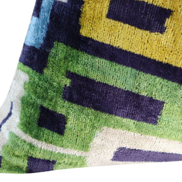 Canvello Green Blue  Handmade 16x24 Silk Velvet Pillow, Organic Veg Dyed, Down/Feather Filled