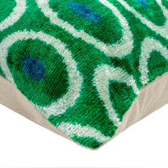 Canvello Green Blue  Handmade 16x24 Silk Velvet Pillow, Organic Veg Dyed, Down/Feather Filled