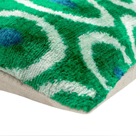 Canvello Green Blue  Handmade 16x24 Silk Velvet Pillow, Organic Veg Dyed, Down/Feather Filled