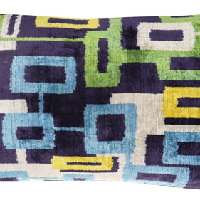 Canvello Green Blue  Handmade 16x24 Silk Velvet Pillow, Organic Veg Dyed, Down/Feather Filled