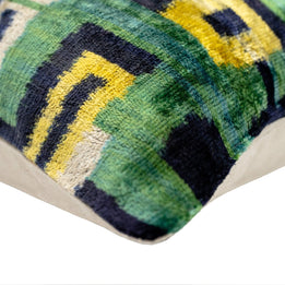 Canvello Green Blue  Handmade 16x24 Silk Velvet Pillow, Organic Veg Dyed, Down/Feather Filled