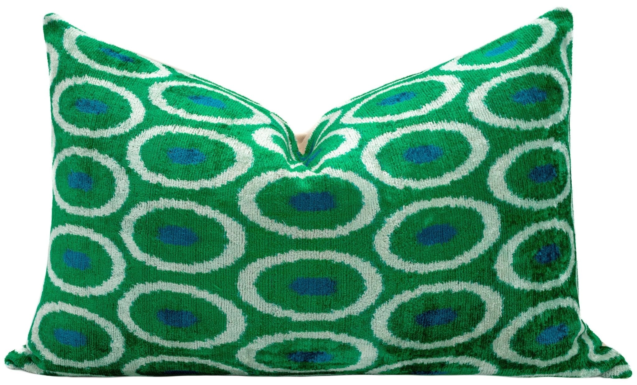 Canvello Green Blue  Handmade 16x24 Silk Velvet Pillow, Organic Veg Dyed, Down/Feather Filled