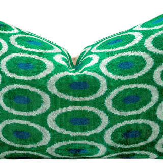 Canvello Green Blue  Handmade 16x24 Silk Velvet Pillow, Organic Veg Dyed, Down/Feather Filled