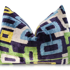 Canvello Green Blue  Handmade 16x24 Silk Velvet Pillow, Organic Veg Dyed, Down/Feather Filled
