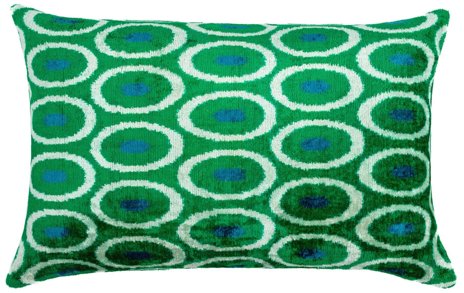 Canvello Green Blue  Handmade 16x24 Silk Velvet Pillow, Organic Veg Dyed, Down/Feather Filled