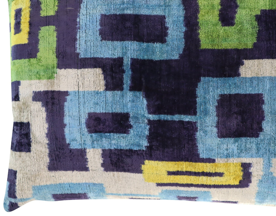 Canvello Green Blue  Handmade 16x24 Silk Velvet Pillow, Organic Veg Dyed, Down/Feather Filled