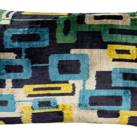 Canvello Green Blue  Handmade 16x24 Silk Velvet Pillow, Organic Veg Dyed, Down/Feather Filled